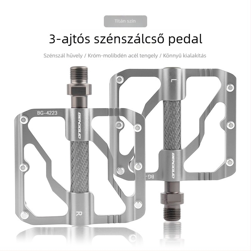 WOTI Bg-4223 Háromcsapágyas pedálok, szénszálas csővel, országúti és MTB kerékpárokhoz, alumínium ötvözet test