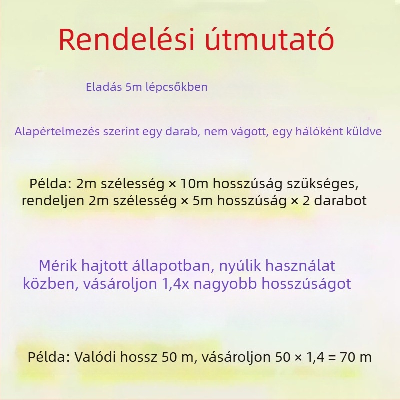 Poliészter madárvédő háló üvegházakhoz, halastavakhoz, gyümölcsösökhöz és mezőgazdasági területekhez – védőháló fedő