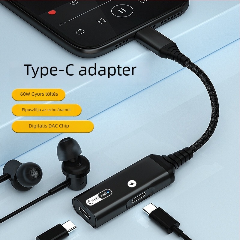 3‑az‑1-ben USB‑C fejhallgató adapter töltéssel Huawei, Xiaomi, Google, Oppo, Vivo, Samsung készülékekhez – HCINOO MH338/MH339