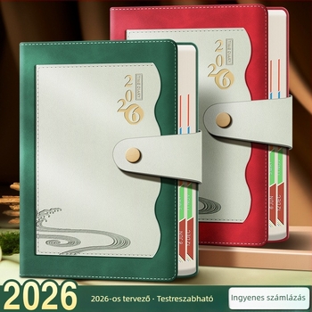 2026-os személyre szabott zsebnapló belső zsebbel, színben egyeztetett naptárral és időgazdálkodási naplóval, vastított kiadvány