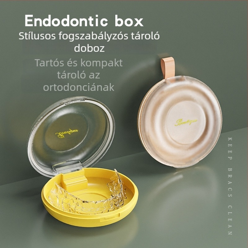 Tároló doboz ortodontikus készülékhez fedővel, ABS műanyagból, 1 L kapacitású, hordozható, japán stílusú dizájn
