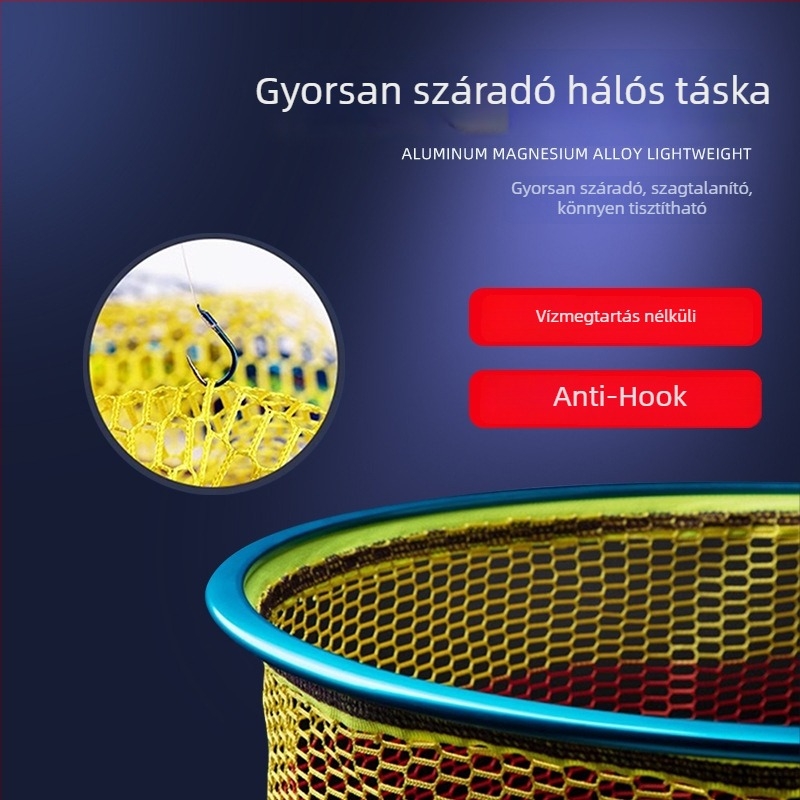 Horgász hálószövött táska, hálócsere egyetlen hálóval, háromszög alakú mélyített ragasztott kötés a halak fogásához