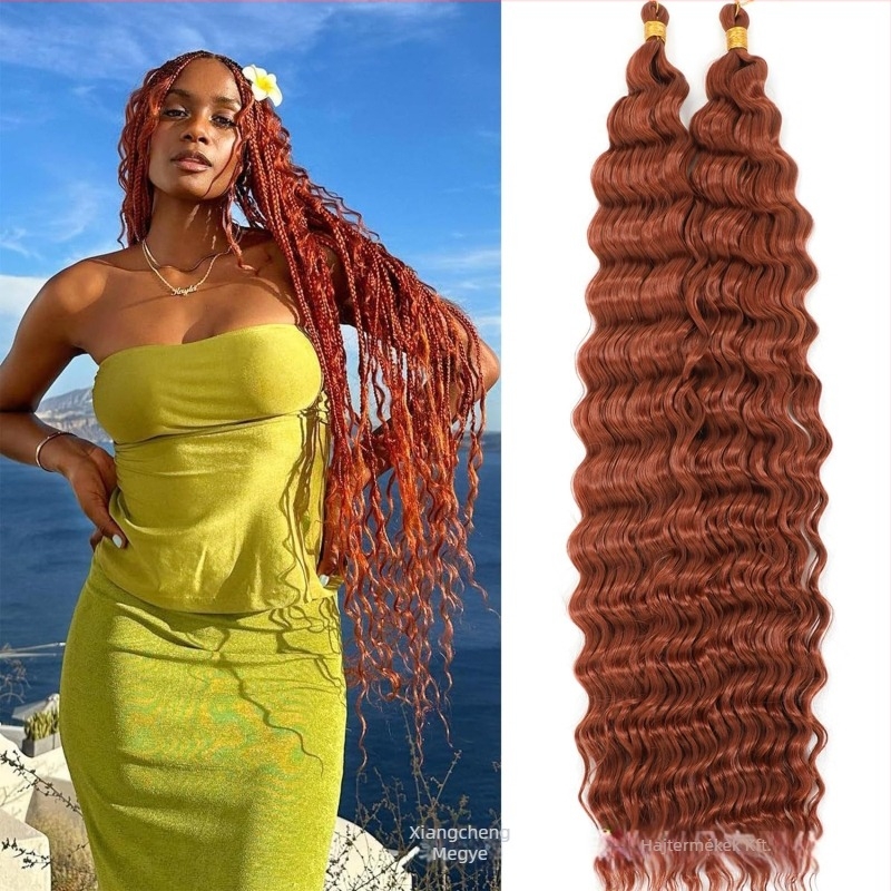 Hosszú göndör paróka – magas hőmérsékletű szálakból; copf stílus; frufru egyenes vagy ferde; modell DEEP