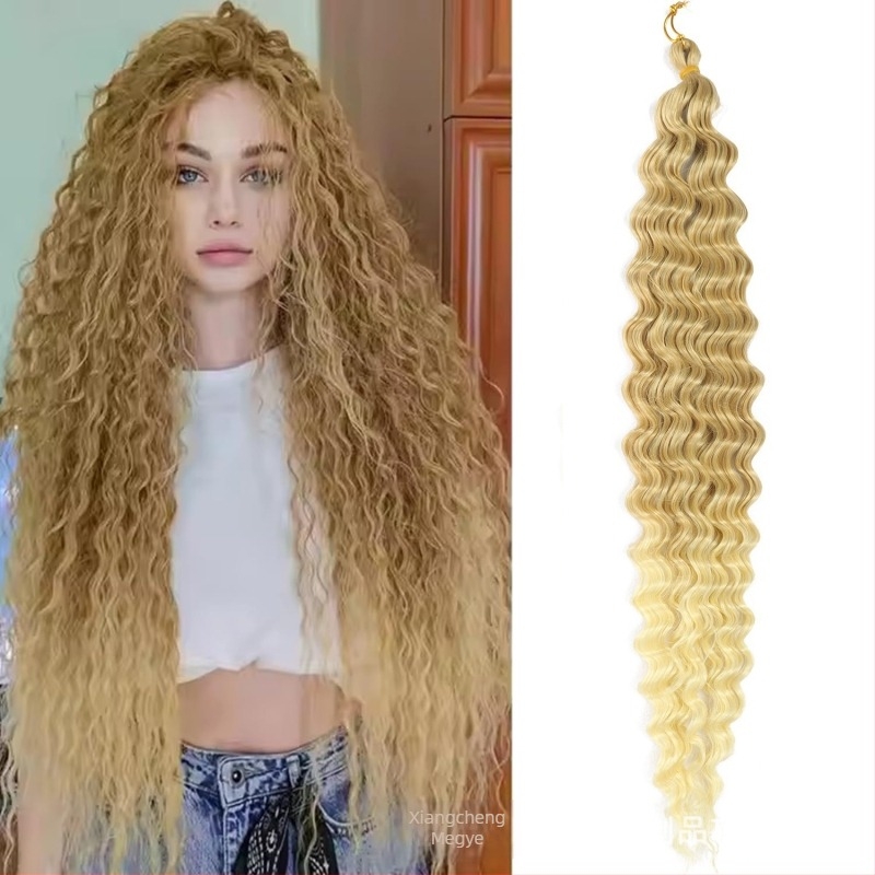 Hosszú göndör paróka – magas hőmérsékletű szálakból; copf stílus; frufru egyenes vagy ferde; modell DEEP