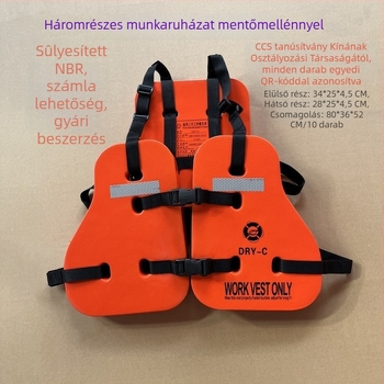Háromrészes tengeri mentőmellény DRY-C/XL-100, Starlint, CCS tanúsítvánnyal, >74N felhajtóerő, GB/T32227-2015 megfelelés, horgászathoz