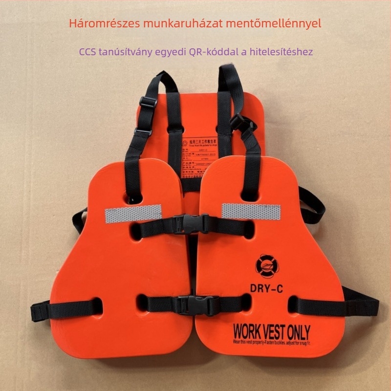 Háromrészes tengeri mentőmellény DRY-C/XL-100, Starlint, CCS tanúsítvánnyal, >74N felhajtóerő, GB/T32227-2015 megfelelés, horgászathoz