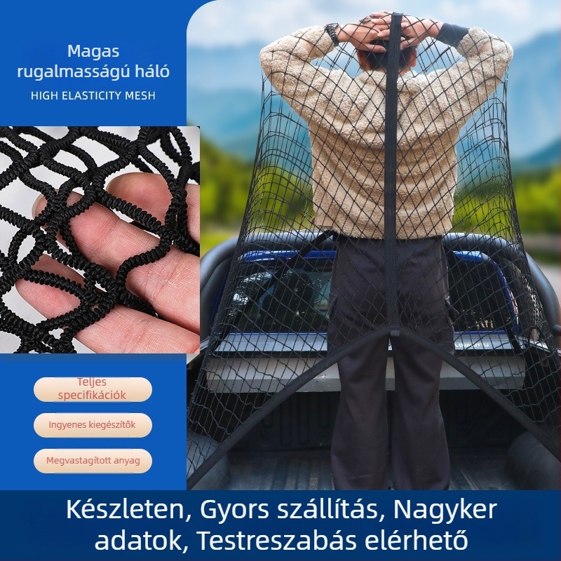 Autóhátsó csomagtartó háló, kihúzható, testreszabható, logónyomtatás lehetséges, univerzális középkonzolhoz