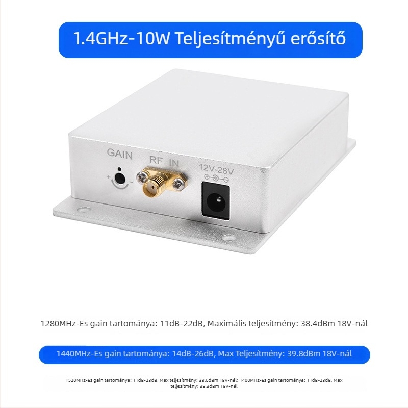 1.2G/1.4G vezeték nélküli jelzőerősítő drónokhoz — 10W kimenő teljesítmény, állítható erősítés, képi átviteli javítása