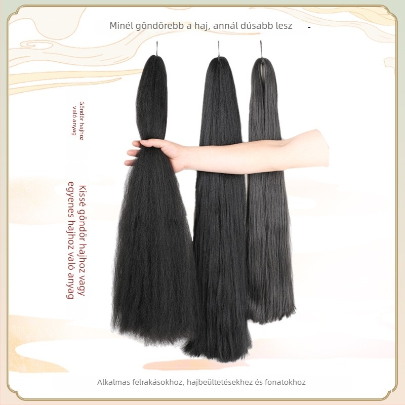 Hosszú Hanfu paróka hőálló huzallal, antik/retro stílusban, DIY konty készítéséhez