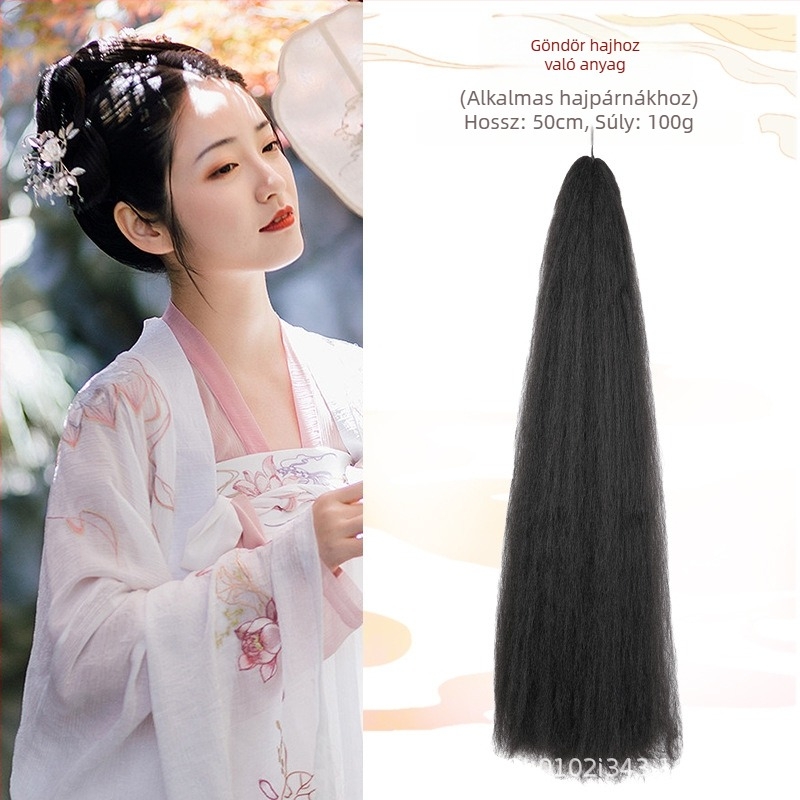 Hosszú Hanfu paróka hőálló huzallal, antik/retro stílusban, DIY konty készítéséhez