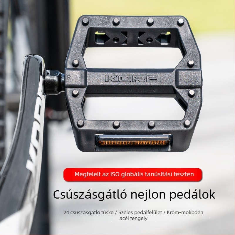 KORE nylonból készült összecsukható kerékpárpedál reflektorral, csúszásmentes, erőfeszítést kímélő