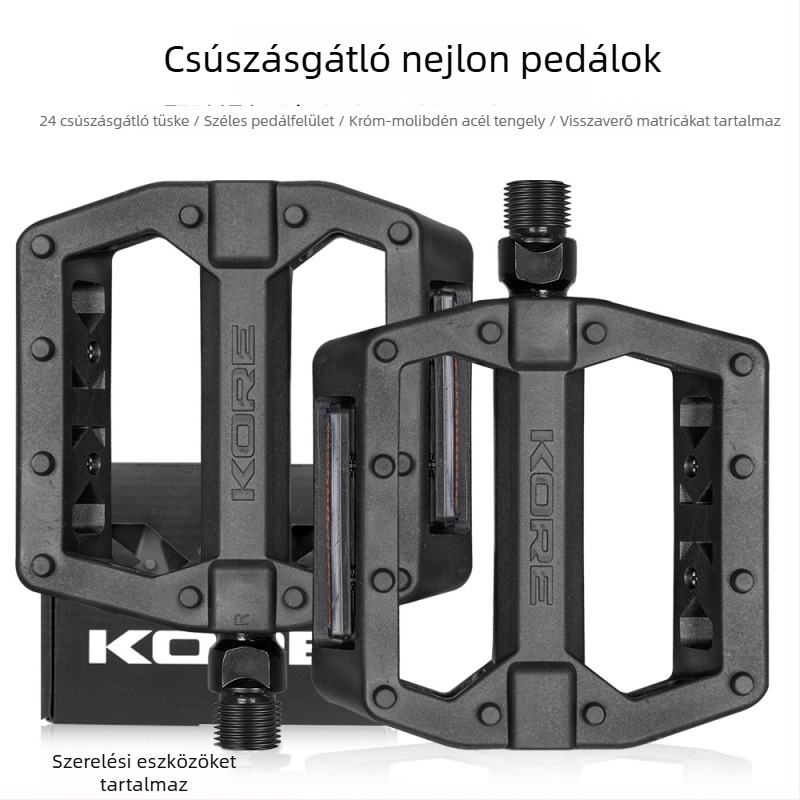 KORE nylonból készült összecsukható kerékpárpedál reflektorral, csúszásmentes, erőfeszítést kímélő