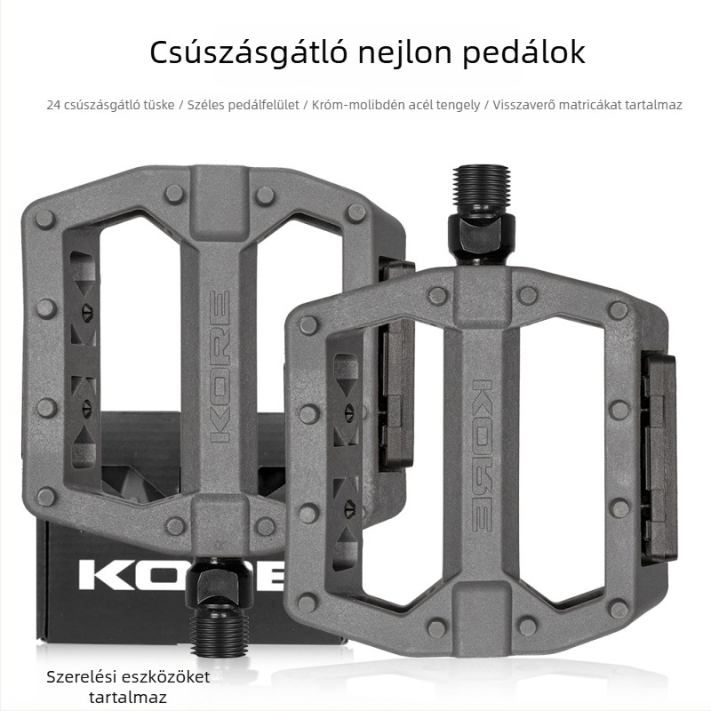 KORE nylonból készült összecsukható kerékpárpedál reflektorral, csúszásmentes, erőfeszítést kímélő