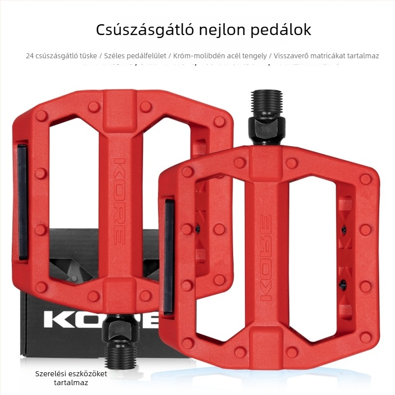 KORE nylonból készült összecsukható kerékpárpedál reflektorral, csúszásmentes, erőfeszítést kímélő