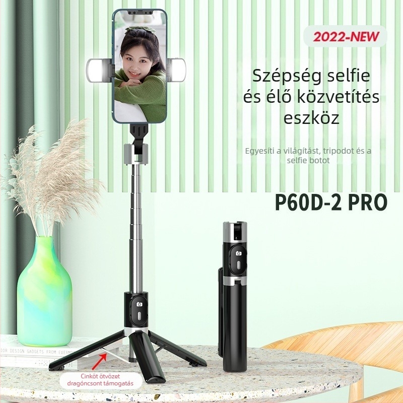 Bluetoothos selfie rúd mobiltelefonokhoz – P60 Pro, ABS + rozsdamentes acél, univerzális okostelefon-kompatibilitás