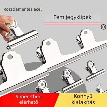 Irodai rozsdamentes acél klipek, formája hegyes és kör alakú fogóval, fém dokumentumklipsz