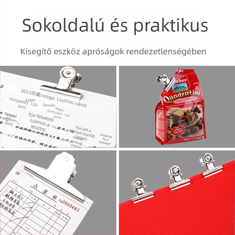 Irodai rozsdamentes acél klipek, formája hegyes és kör alakú fogóval, fém dokumentumklipsz