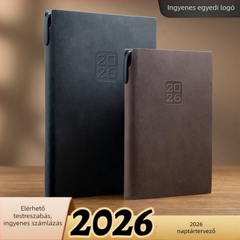Napló 2026: naptár tervezés, műbőr borító, French fold kötés, Dowling papír, 300–400 oldal, Nine Thousand Years
