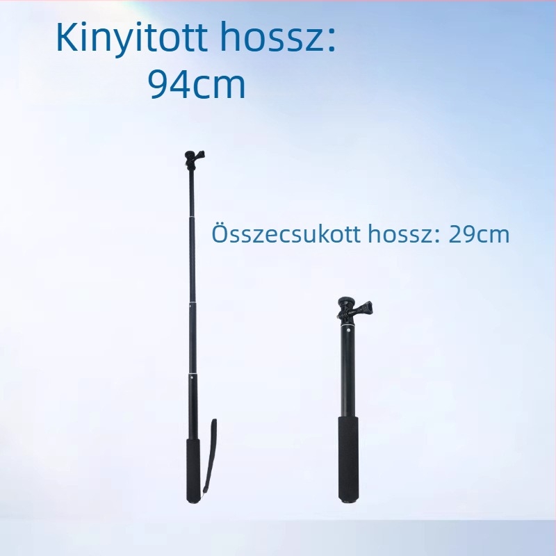 94 cm-es alumíniumötvözetű kiterjesztő kar GoPro akciókamerahoz – utazási élő közvetítés, telefonos szelfi
