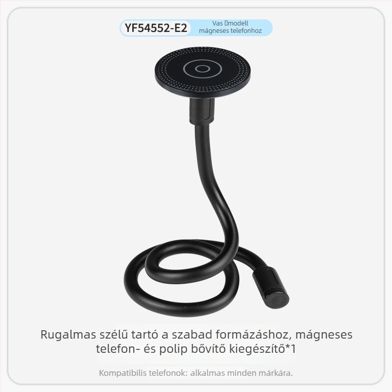 Rugalmas selfie tartó mágnessel és 1/4 adaptorral, akciókamera vagy okostelefonhoz — alumínium-szilikon felépítés, univerzális rögzítés