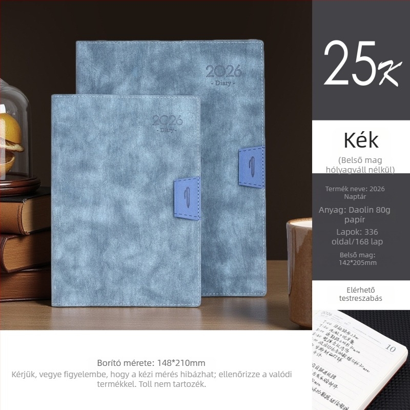 Gold School füzet – PU borító, varrott kötés, Dowling papír, 80 g/m², 300–400 oldal, 365 napos tervező
