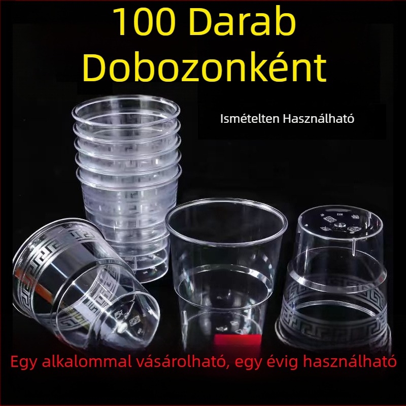 Egyszer használatos átlátszó műanyag pohár, élelmiszer-minőségű, vastag falú, kristálytiszta, sör és tea számára