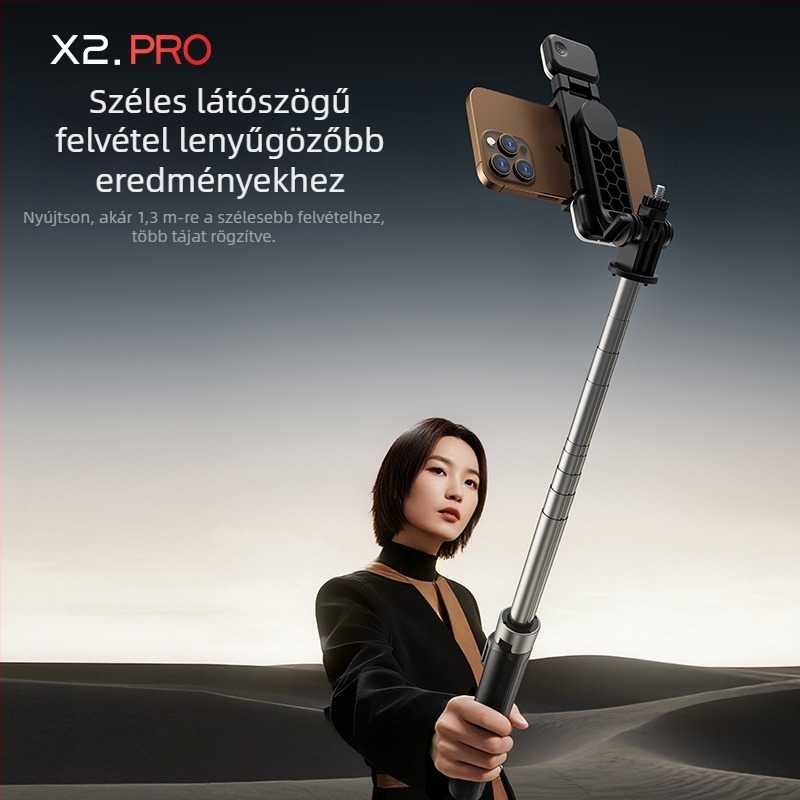 Rozsdamentes acélból készült mobilszelfi bot távirányítóval, Bluetooth, képstabilizáció, beépített fény, univerzális kompatibilitás