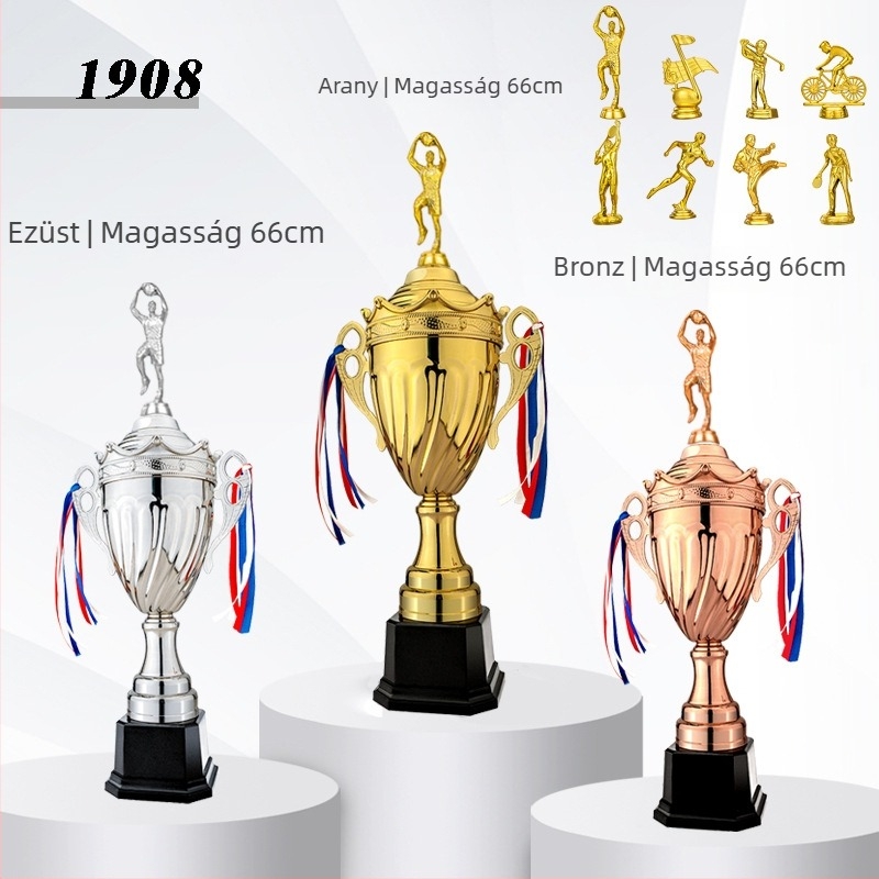 Ötvözet Geometriai Trophy csapatok számára — modern minimalista dizájn, futballért, kosárlabdáért, taekwondoért és tánciskoláért járó díjakhoz; vállalati és konferenciás ajándékok