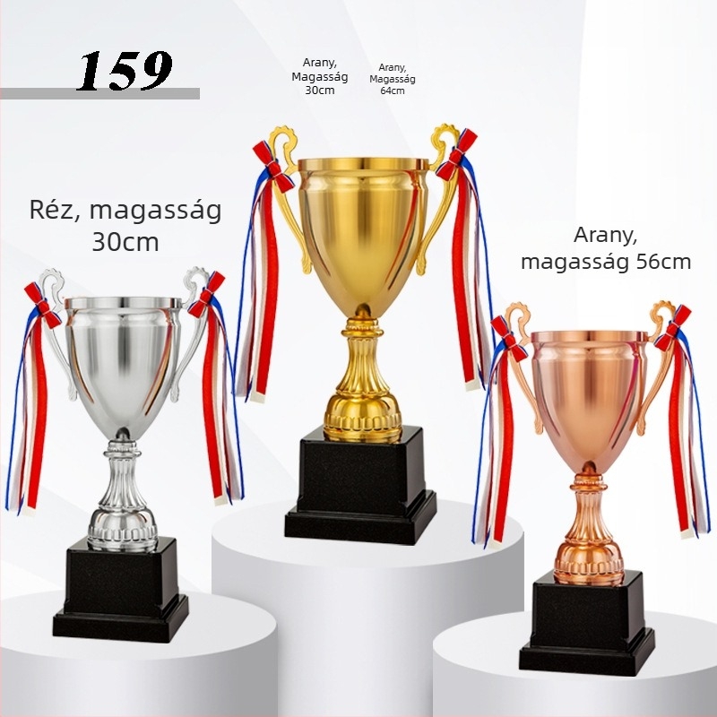 Ötvözet Geometriai Trophy csapatok számára — modern minimalista dizájn, futballért, kosárlabdáért, taekwondoért és tánciskoláért járó díjakhoz; vállalati és konferenciás ajándékok