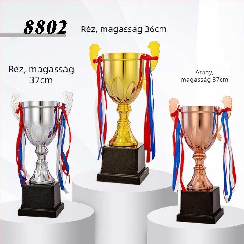 Ötvözet Geometriai Trophy csapatok számára — modern minimalista dizájn, futballért, kosárlabdáért, taekwondoért és tánciskoláért járó díjakhoz; vállalati és konferenciás ajándékok