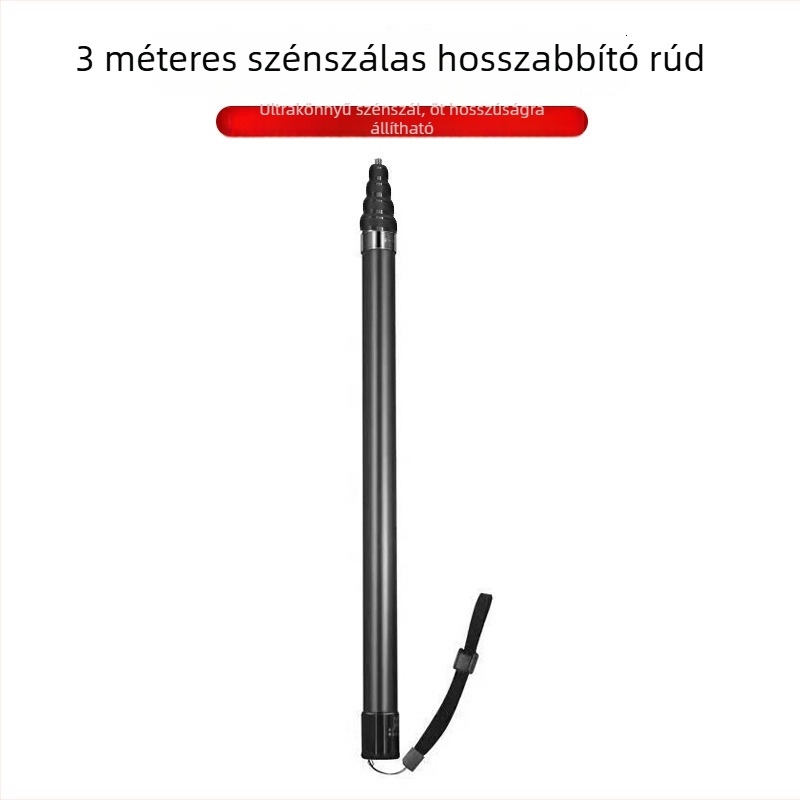 Insta360 One X2 kamera, 3 m hosszú szénszálas teleszkópos kar, láthatatlan selfie bot vertikális felvételekhez okostelefonnal