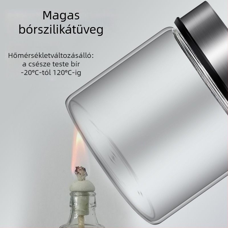 Üvegből készült teás- és gabonatároló üveg, kerek formájú, 1–2 L kapacitás, élelmiszer-minőség, zárható fedél