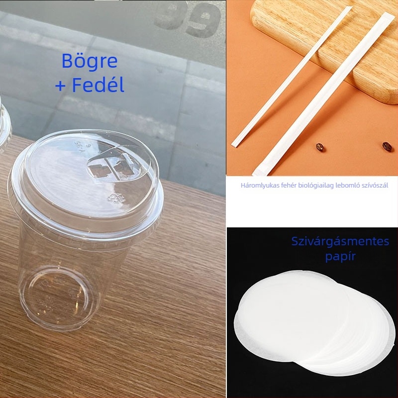 Egyszer használatos PET pohár tejes tea italokhoz, szivárgásmentes, kapacitás 401–500 ml, logó nyomtatható