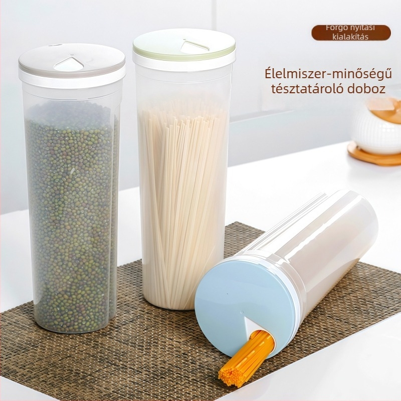 Nudli tároló doboz, élelmiszer-minőségű, átlátszó zárható műanyag, hengeres alakú, 301–500 ml, 10 darabos készlet