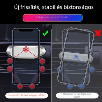 Autóba szánt telefon-tartó hétpontos támasz és ventillációs nyílásba történő rögzítés – műanyag, egyszerű dizájn, a műszerfal/navigációhoz