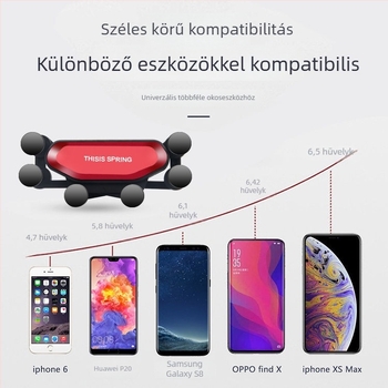 Autóba szánt telefon-tartó hétpontos támasz és ventillációs nyílásba történő rögzítés – műanyag, egyszerű dizájn, a műszerfal/navigációhoz