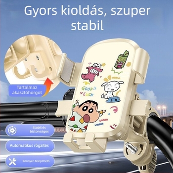Elektromos jármű telefon-tartó ütésálló védelemmel, Crayon Shin-Chan dizájn, szállítási navigációhoz és kerékpározáshoz
