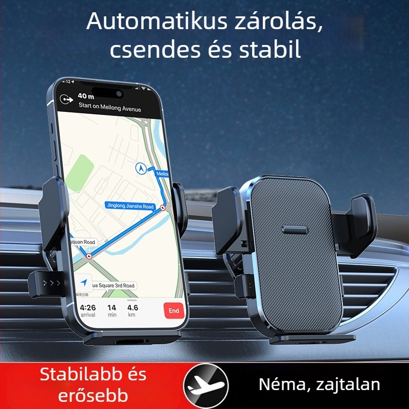 Autóba való gravitatív telefonállvány, szellőzőbe illeszthető, modell JQ065, műanyag