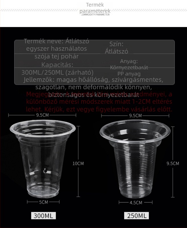 Egyszer használatos PP pohár italokhoz, testre szabható logóval, 301-400 ml kapacitás, kerek forma, hideg teához és szója tejhez