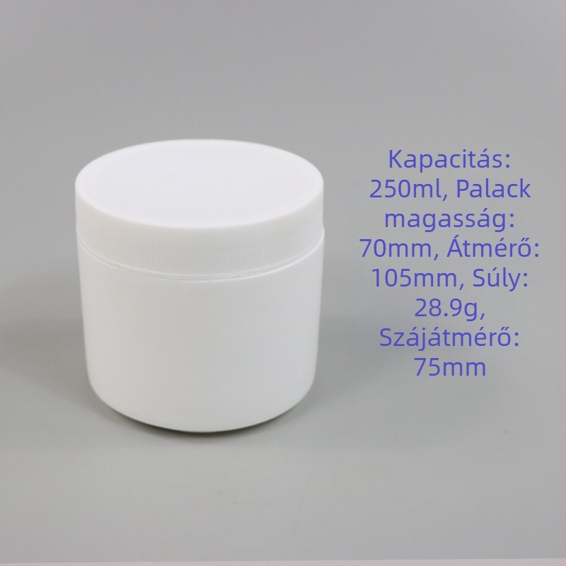 HDPE széles nyakú krémtégely fedéllel (HDPE; öntapadós címkék; logónyomtatás)