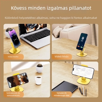 Összecsukható asztali tartó telefonhoz és tablethez, műanyag kivitelezés, összecsukható dizájn, tartó a telefonhoz és tabletához