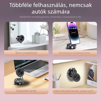 Autótelefon-tartó mágneses vákuumos rögzítéssel, első szélvédőre szerelhető, univerzális kompatibilitás, minimalist design, testreszabható