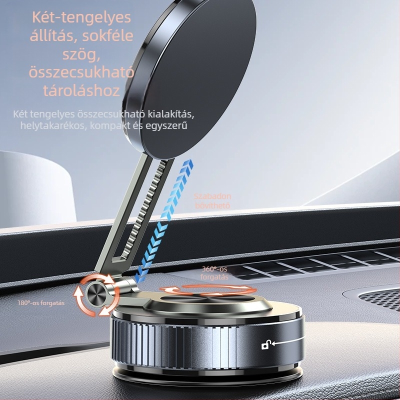 Autótelefon-tartó mágneses vákuumos rögzítéssel, első szélvédőre szerelhető, univerzális kompatibilitás, minimalist design, testreszabható