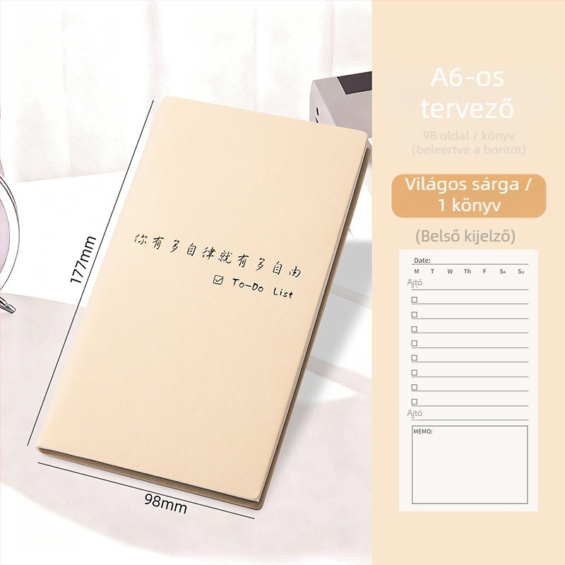 Xue De Le notesz: napi tervező TODOLIST-tal, napi feladatlista, minimalist stílus, cérnás kötés, Daolin papír 80 g, 100–200 oldal