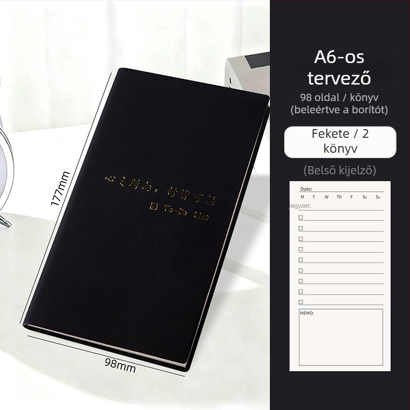Xue De Le notesz: napi tervező TODOLIST-tal, napi feladatlista, minimalist stílus, cérnás kötés, Daolin papír 80 g, 100–200 oldal
