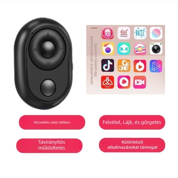 Bluetooth önarckép pálca gyűrűs távirányítóval – videózár, függőleges felvétel, ABS anyag, 30 g, Bluetooth 4.0, testreszabható