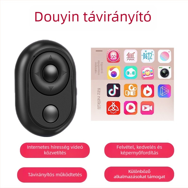 Bluetooth önarckép pálca gyűrűs távirányítóval – videózár, függőleges felvétel, ABS anyag, 30 g, Bluetooth 4.0, testreszabható