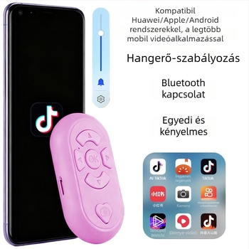 Bluetooth Selfie távirányító többfunkciós videózásra és oldalváltásra — BLE 6.1, ABS tok, méretek 65×37×15 mm, tömeg 19 g, modell DYYKQ