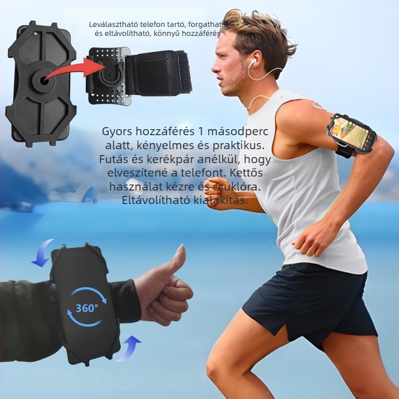 Csuklóra szerelhető telefon-tartó navigációhoz és kültéri sportokhoz – univerzális műanyag, rezgéscsillapító, 55 g