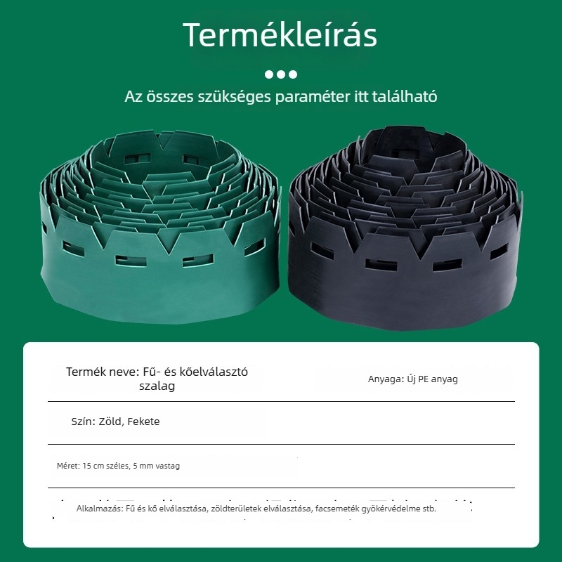 L-formájú zöldítő elválasztó kerítés kerthez – vastagított kivitel a fűhöz és a kőburkolathoz